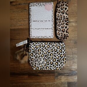 Leopard Accessory Set-Stationary,Make Up Bag w/Keychain & Kendall  Kylie Zip Bag
